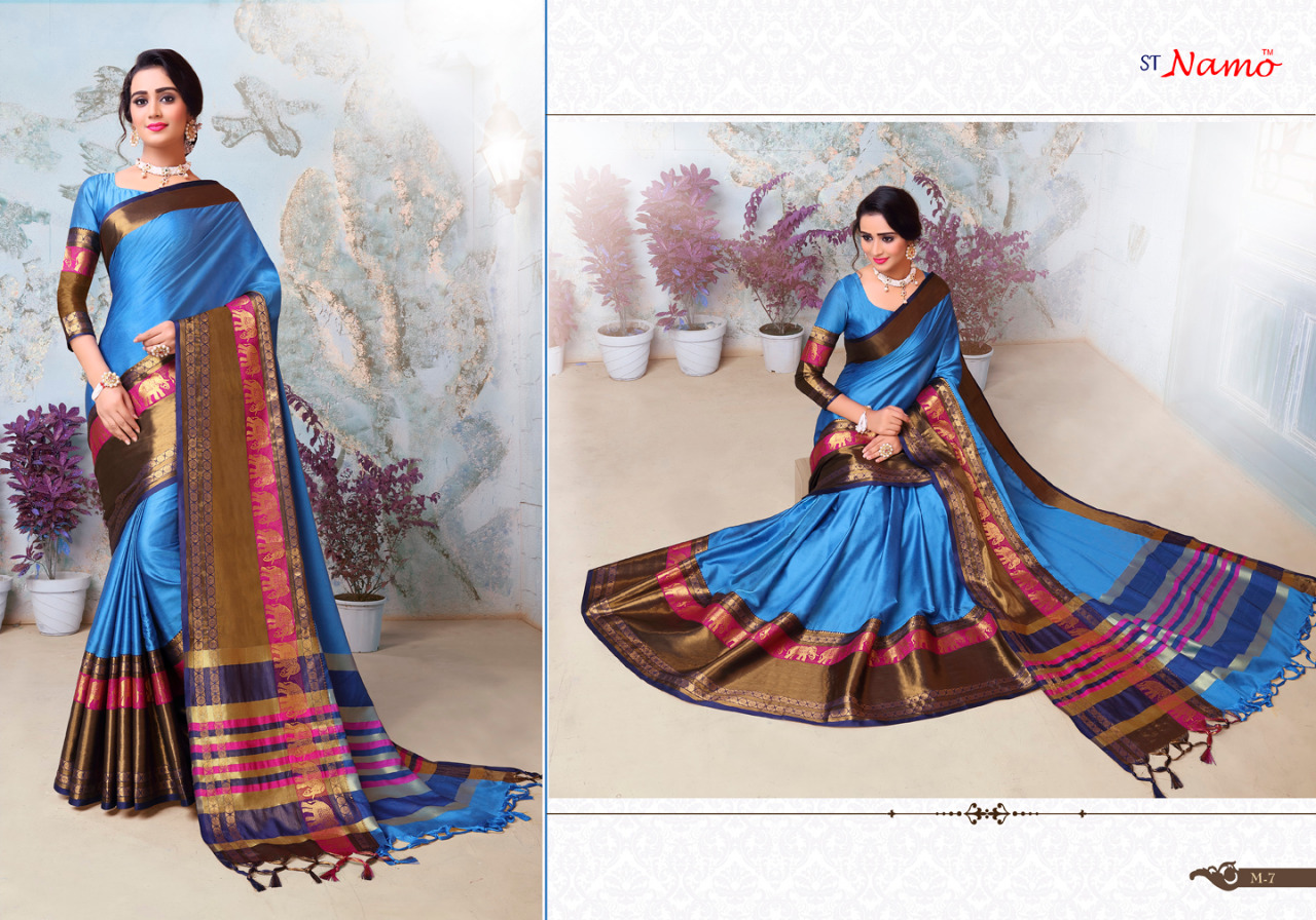 Mahasweta By St Namo 1 To 10 Series Beautiful Indian Designer Colorful Stylish Party Wear & Traditional Wear Cotton Silk Sarees At Wholesale Price