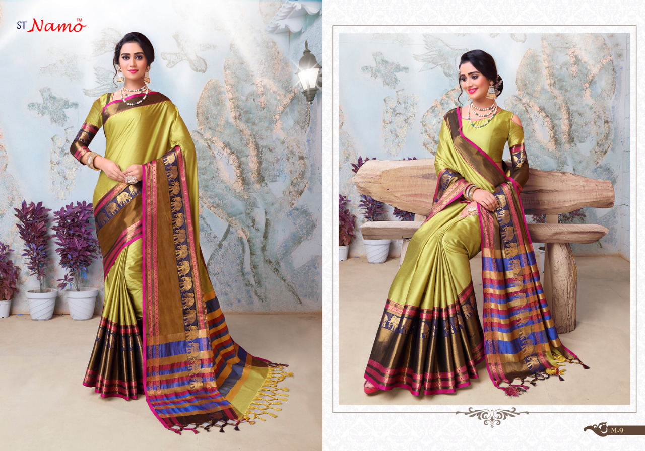 Mahasweta By St Namo 1 To 10 Series Beautiful Indian Designer Colorful Stylish Party Wear & Traditional Wear Cotton Silk Sarees At Wholesale Price