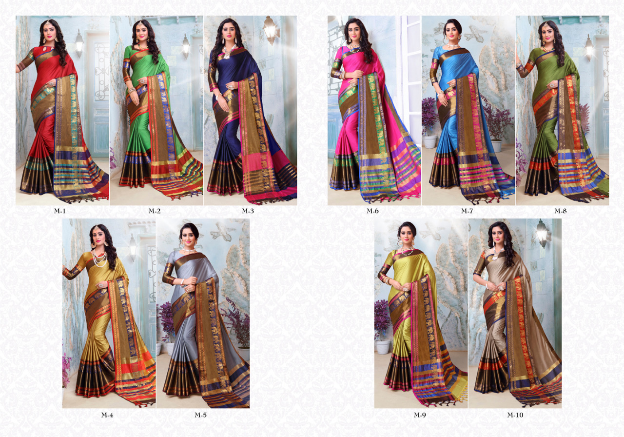 Mahasweta By St Namo 1 To 10 Series Beautiful Indian Designer Colorful Stylish Party Wear & Traditional Wear Cotton Silk Sarees At Wholesale Price