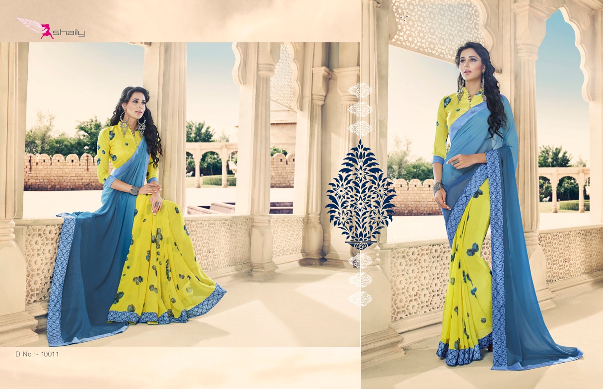 Mahendi By Shaily 10001 To 10012 Series Indian Traditional Wear Collection Beautiful Stylish Fancy Colorful Party Wear & Occasional Wear Georgette Printed Sarees At Wholesale Price