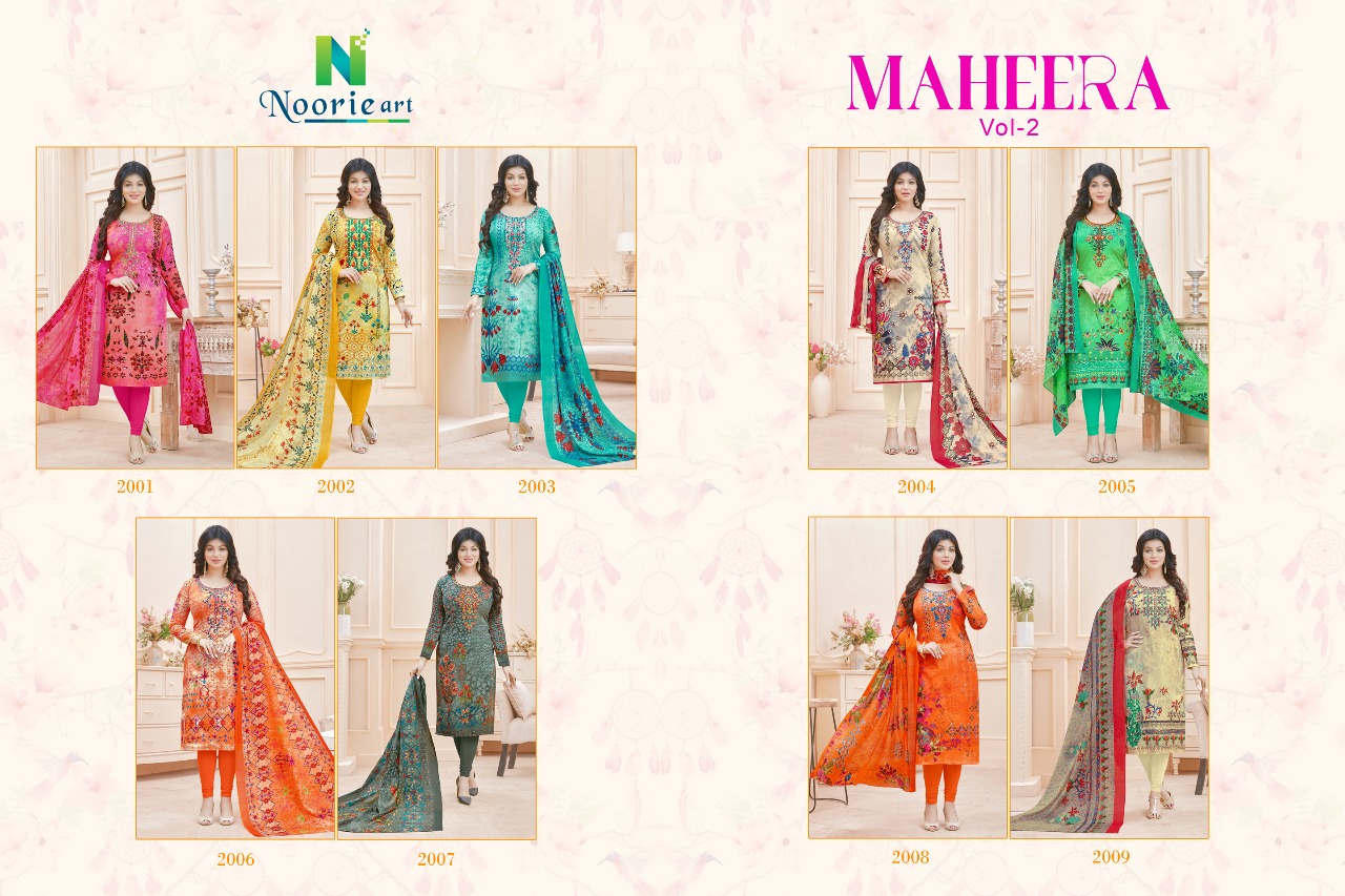 Maheera Vol-2 By Noorie Art 2001 To 2009 Series Designer Beautiful Stylish Fancy Colorful Party Wear & Ethnic Wear Cotton Satin Printed Dresses At Wholesale Price