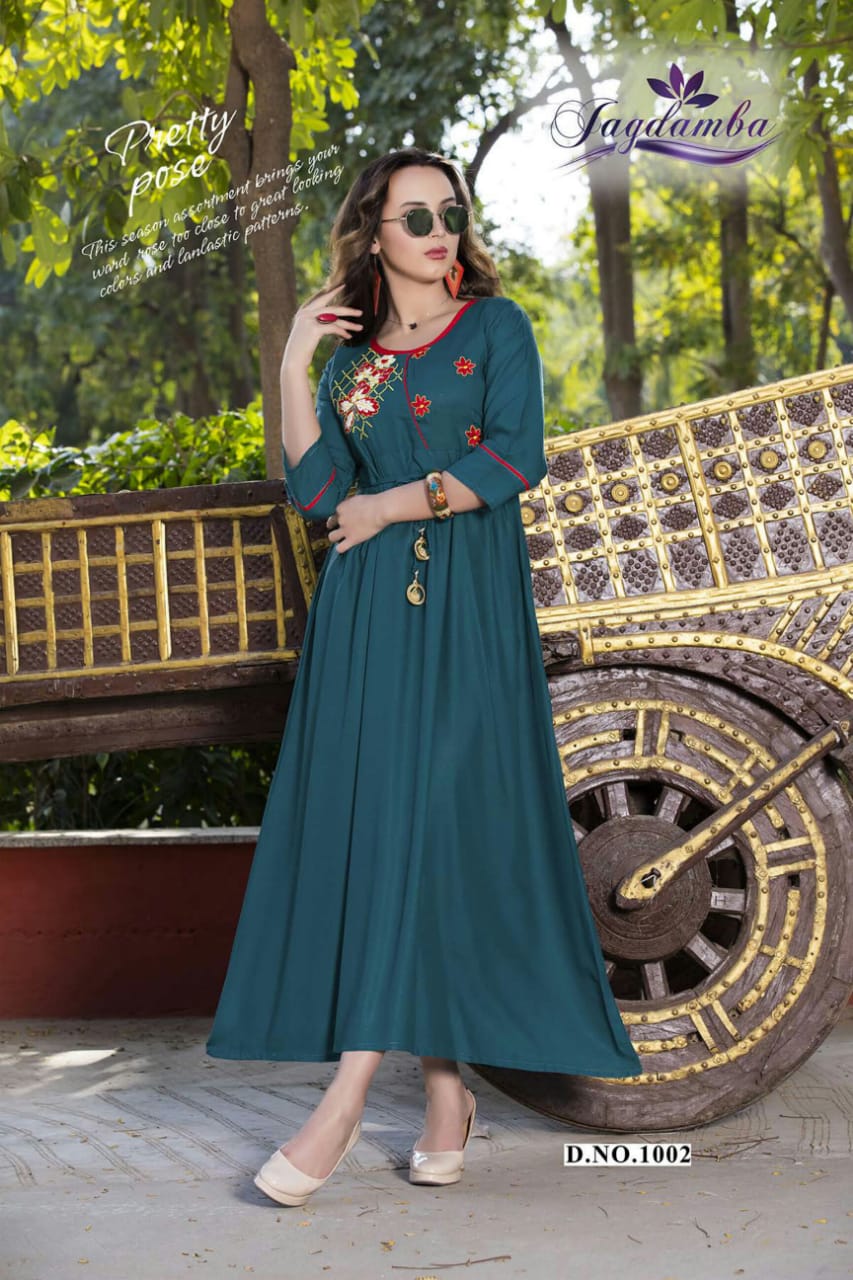 Mahekk Vol-2 By Jagdamba 1001 To 1010 Series Designer Beautiful Stylish Fancy Colorful Casual Wear & Ethnic Wear & Ready To Wear Rayon Printed Kurtis At Wholesale Price