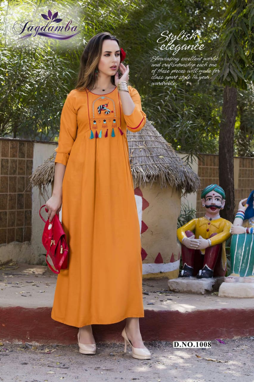 Mahekk Vol-2 By Jagdamba 1001 To 1010 Series Designer Beautiful Stylish Fancy Colorful Casual Wear & Ethnic Wear & Ready To Wear Rayon Printed Kurtis At Wholesale Price