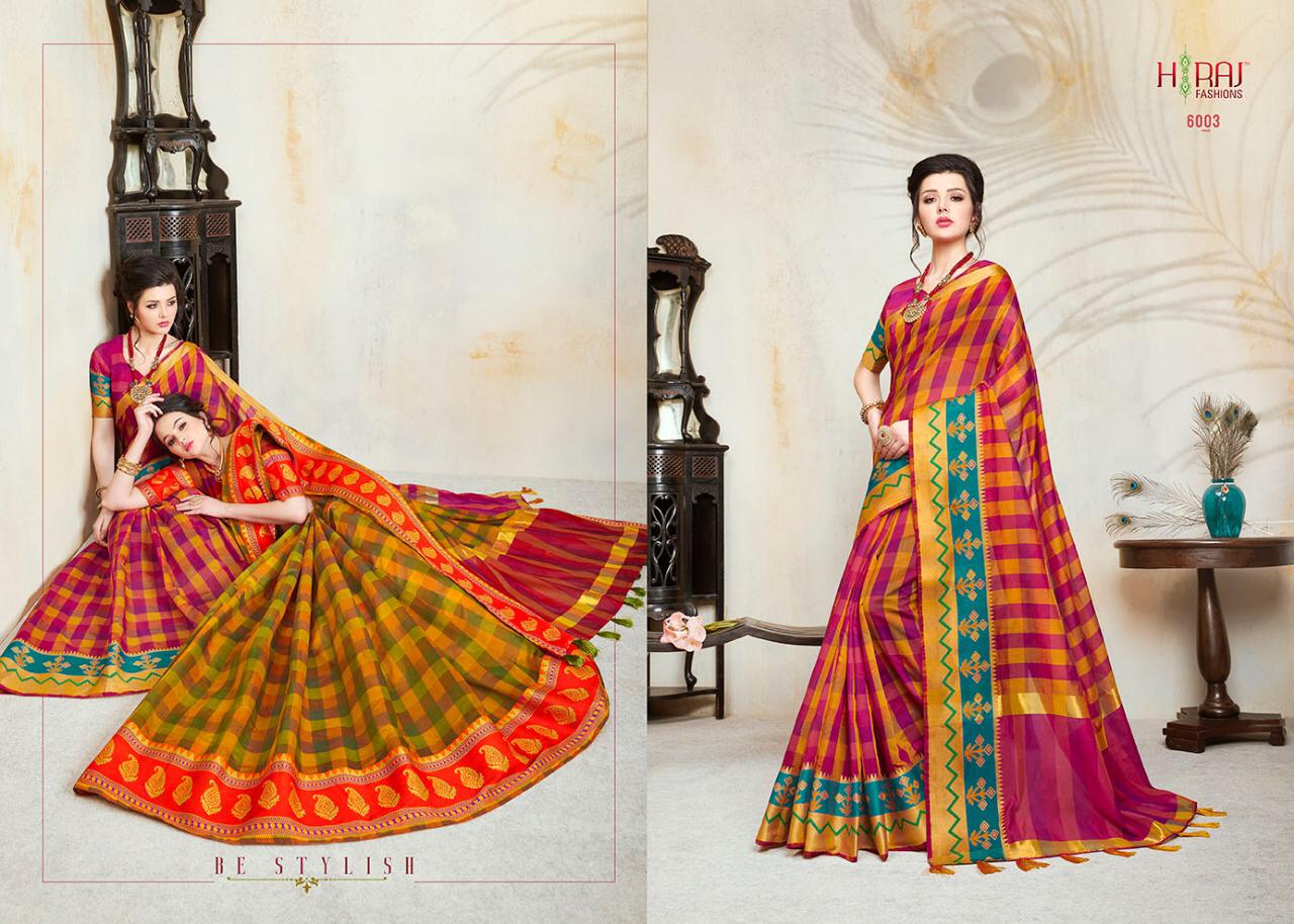 Mahima By H Raj Fashion 6001 To 6012 Series Indian Traditional Wear Collection Beautiful Stylish Fancy Colorful Party Wear & Occasional Wear Chanderi Sarees At Wholesale Price