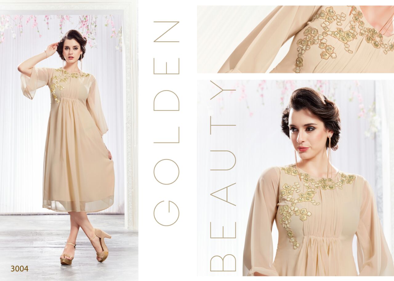 Mahira Vol-b By Kaamiri 3001 To 3008 Series Beautiful Stylish Colorful Fancy Casual Wear & Ethnic Wear Faux Georgette Kurtis At Wholesale Price