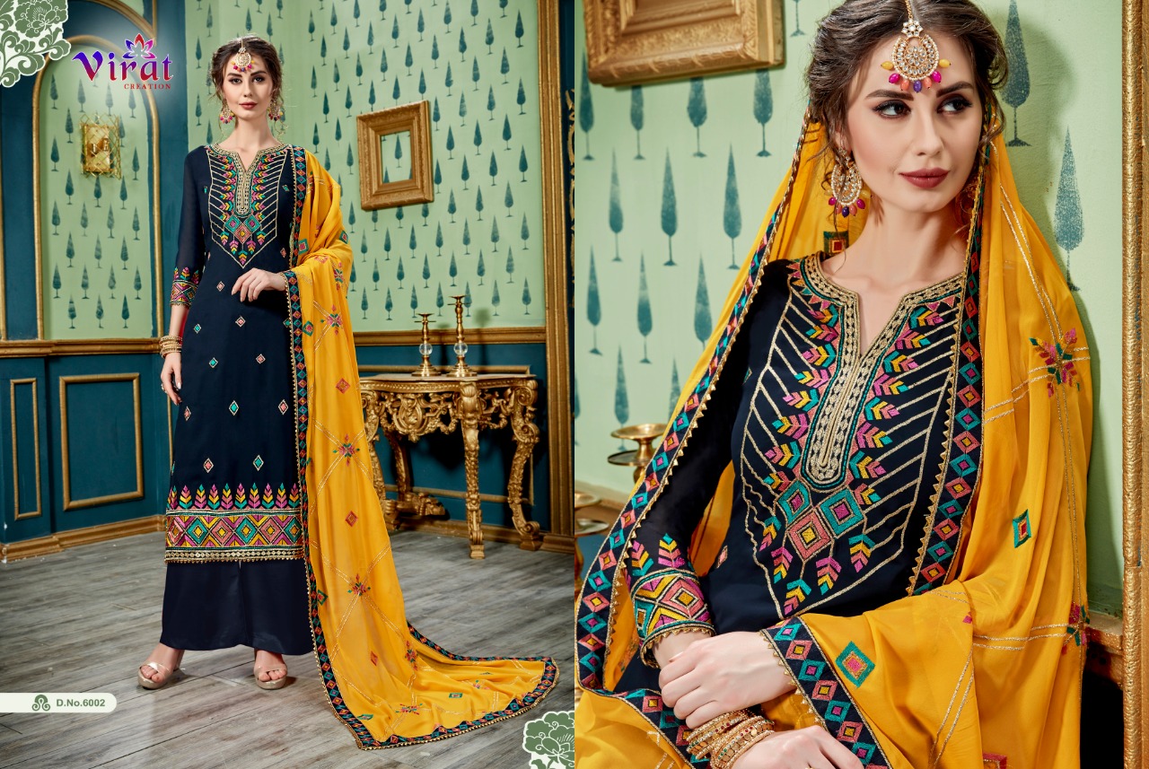 Maira Vol-6 By Virat Creation 6001 To 6005 Series Designer Anarkali Collection Beautiful Stylish Fancy Colorful Party Wear & Occasional Wear Faux Georgette Embroidered Dresses At Wholesale Price