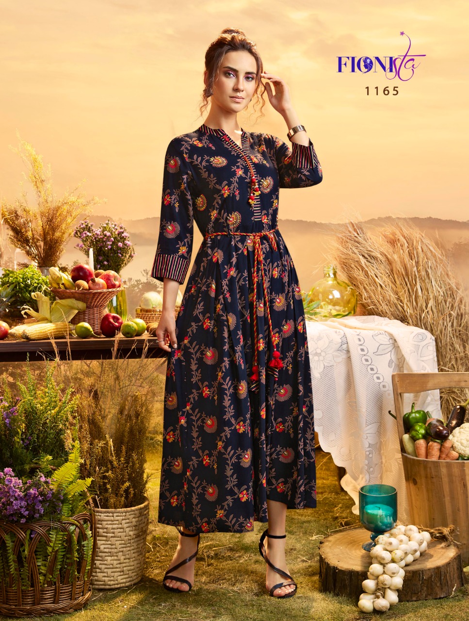 Maisie By Fionista 1161 To 1166 Series Beautiful Stylish Fancy Colorful Casual Wear & Ethnic Wear & Ready To Wear Cotton Base Fabric With Handwork Gown At Wholesale Price