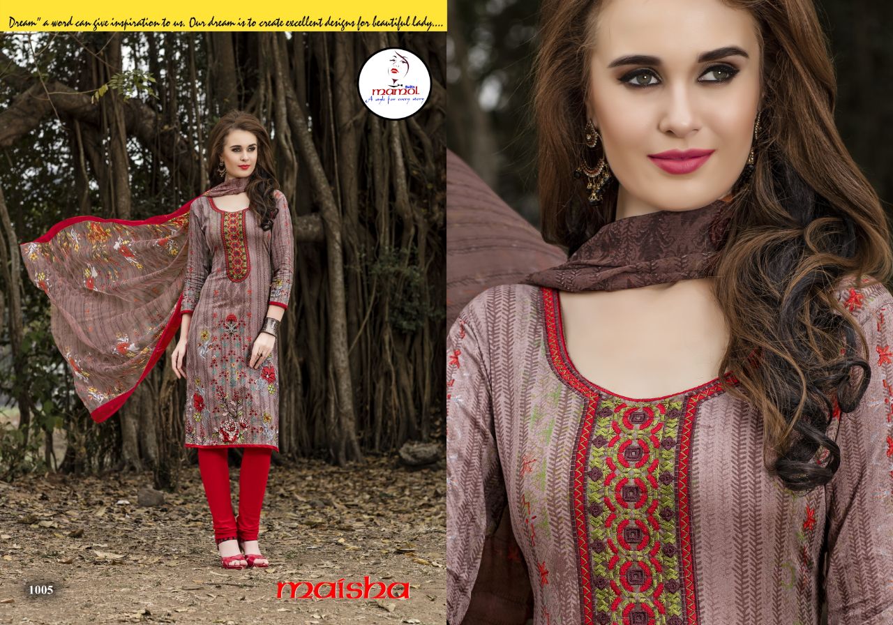 Maisha By Mamol Suits 1001 To 1012 Series Beautiful Stylish Fancy Colorful Casual Wear & Ethnic Wear Collection Pure Cambric Cotton Print Digital Embroidered Dresses At Wholesale Price