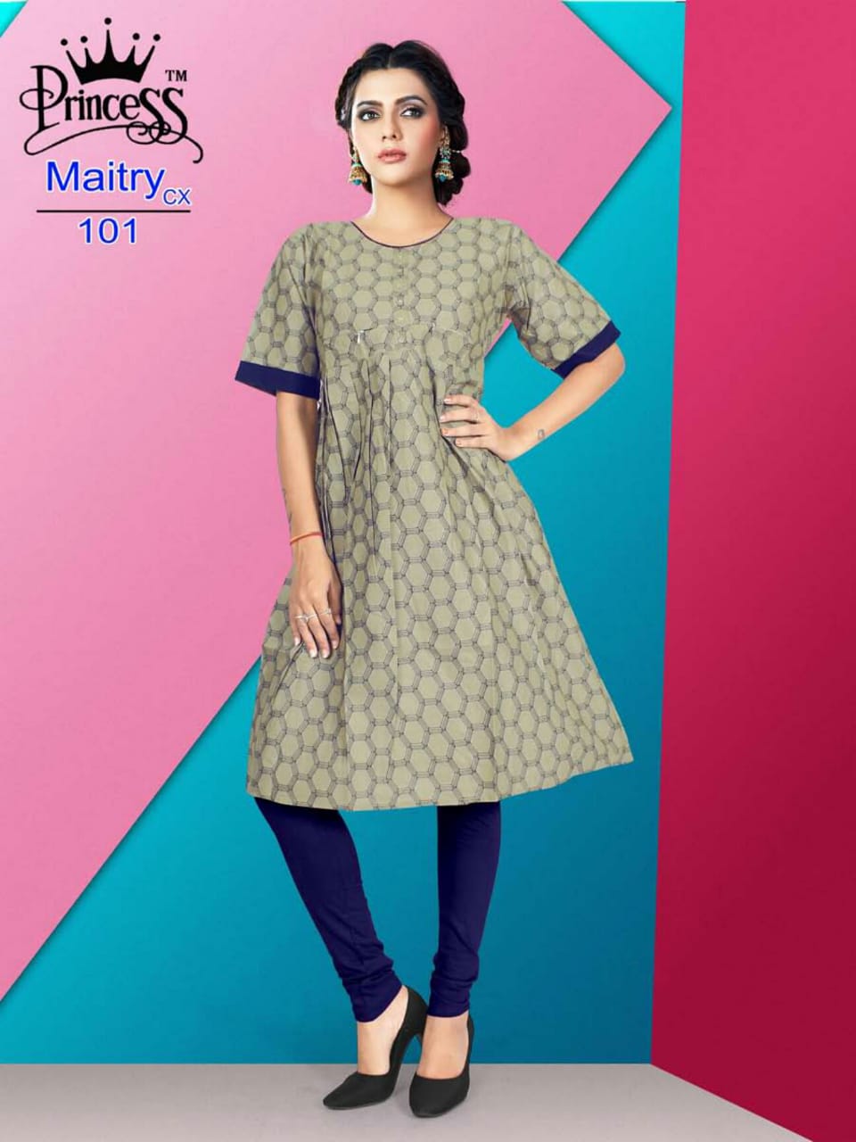Maitry Cx By Princess 101 To 112 Series Beautiful Colorful Stylish Fancy Casual Wear & Ethnic Wear & Ready To Wear Cotton Denim Kurtis At Wholesale Price