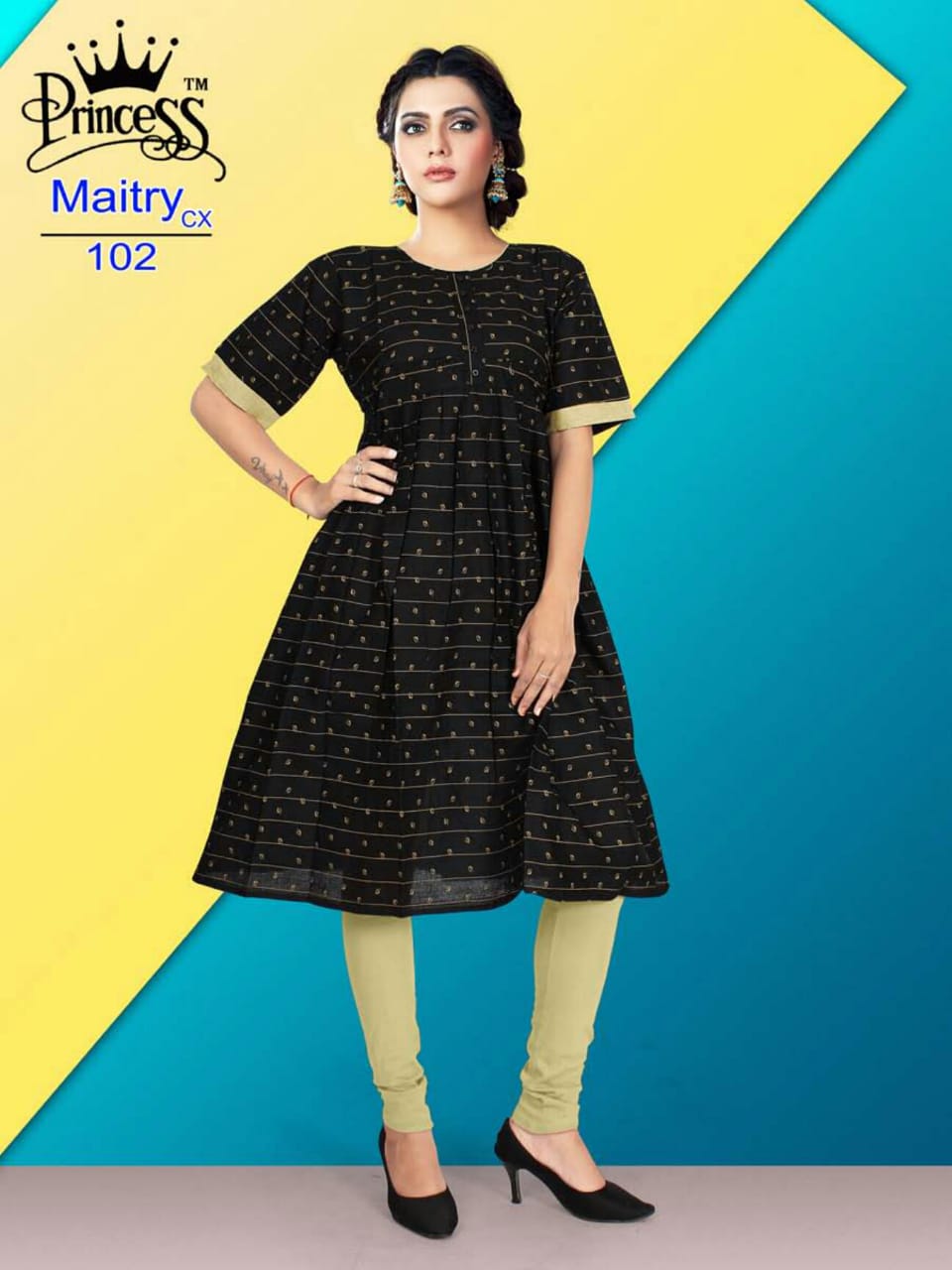 Maitry Cx By Princess 101 To 112 Series Beautiful Colorful Stylish Fancy Casual Wear & Ethnic Wear & Ready To Wear Cotton Denim Kurtis At Wholesale Price