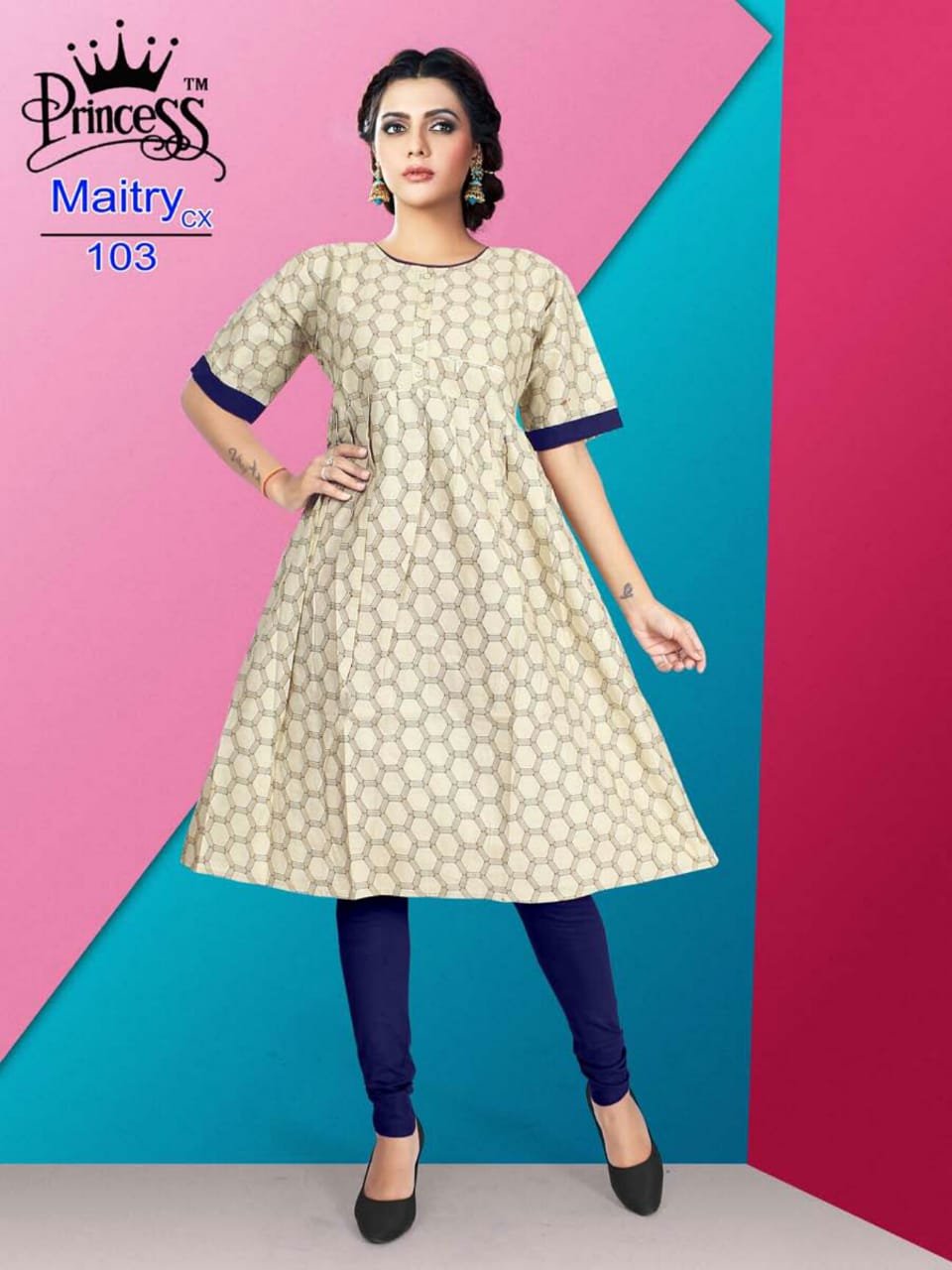 Maitry Cx By Princess 101 To 112 Series Beautiful Colorful Stylish Fancy Casual Wear & Ethnic Wear & Ready To Wear Cotton Denim Kurtis At Wholesale Price