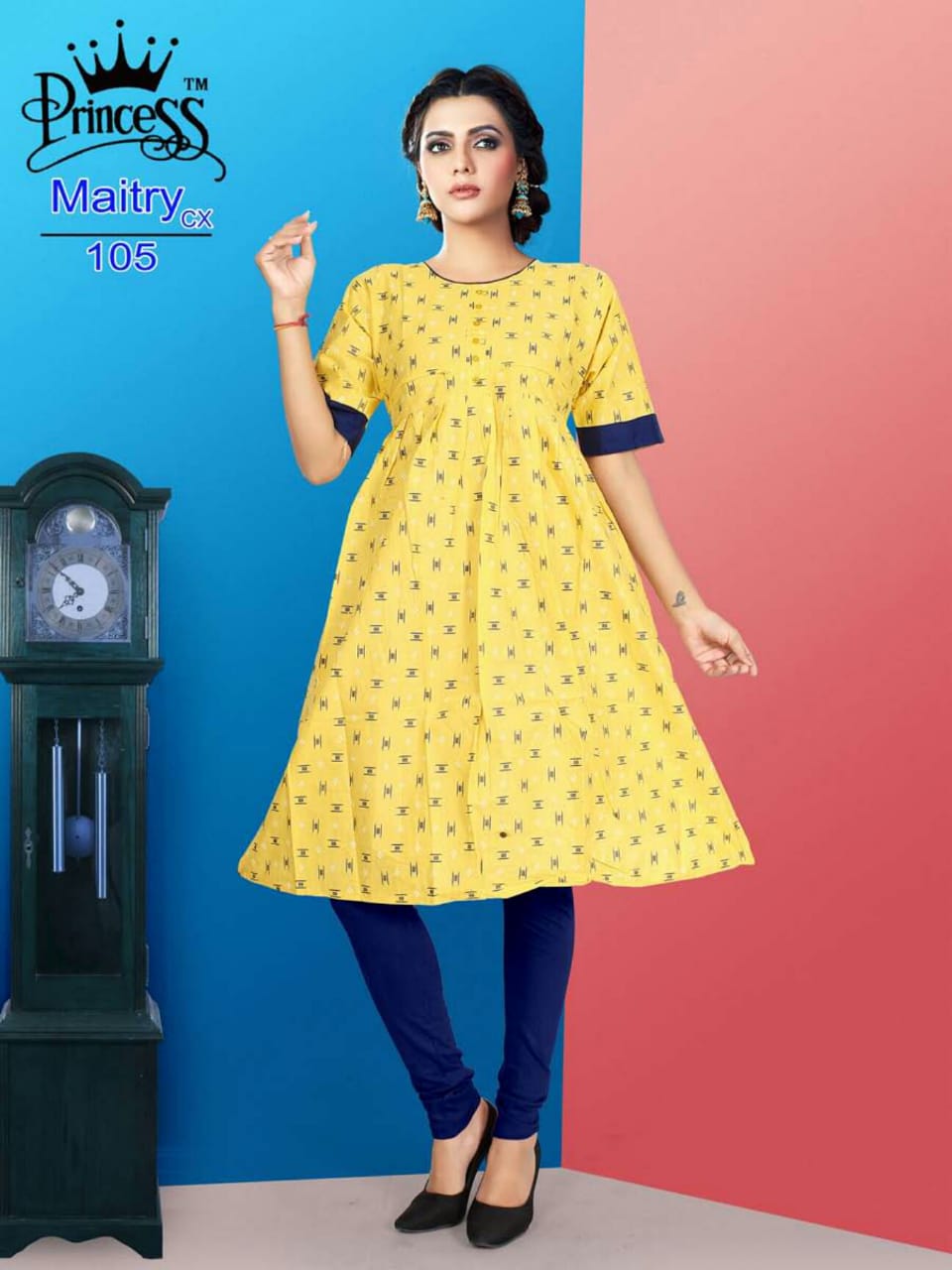 Maitry Cx By Princess 101 To 112 Series Beautiful Colorful Stylish Fancy Casual Wear & Ethnic Wear & Ready To Wear Cotton Denim Kurtis At Wholesale Price