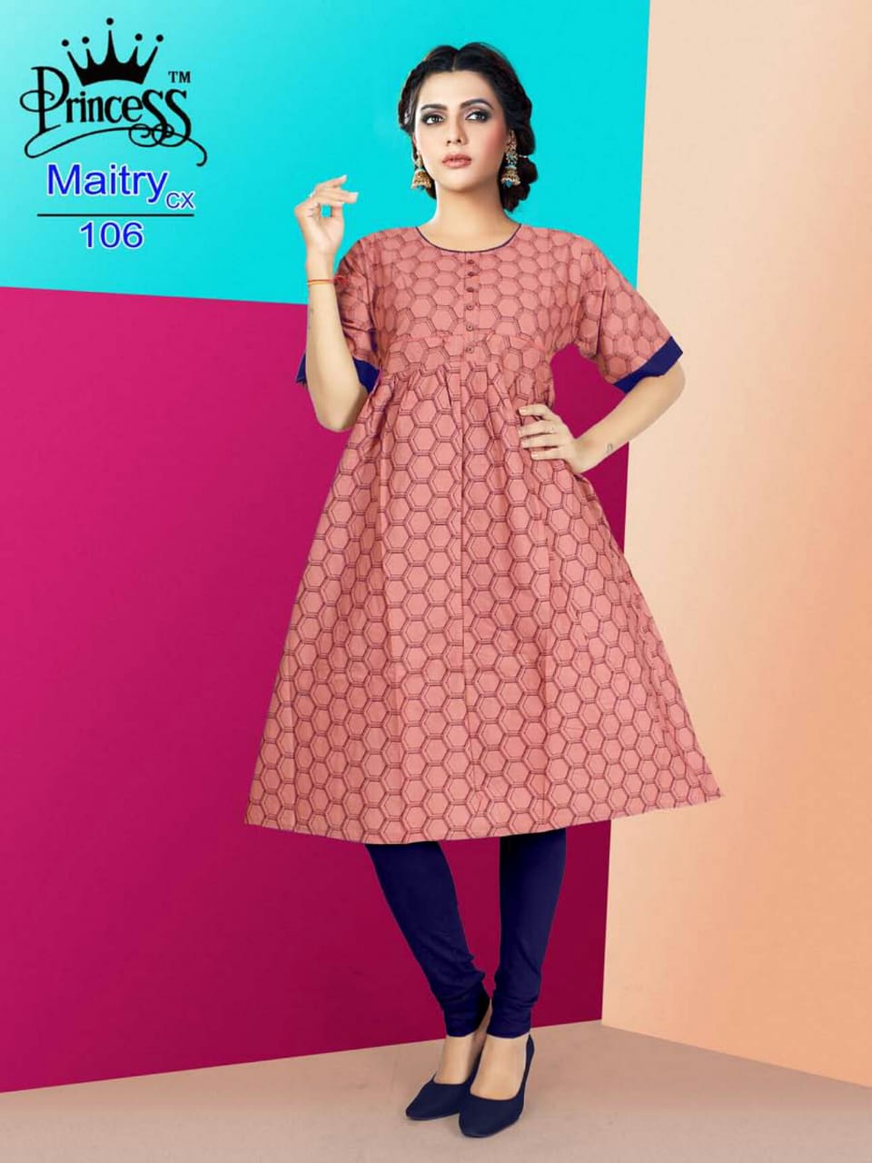 Maitry Cx By Princess 101 To 112 Series Beautiful Colorful Stylish Fancy Casual Wear & Ethnic Wear & Ready To Wear Cotton Denim Kurtis At Wholesale Price