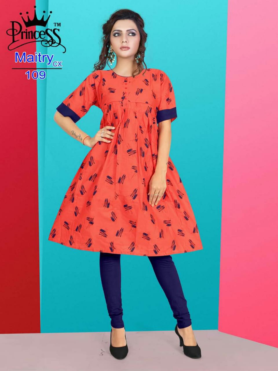 Maitry Cx By Princess 101 To 112 Series Beautiful Colorful Stylish Fancy Casual Wear & Ethnic Wear & Ready To Wear Cotton Denim Kurtis At Wholesale Price