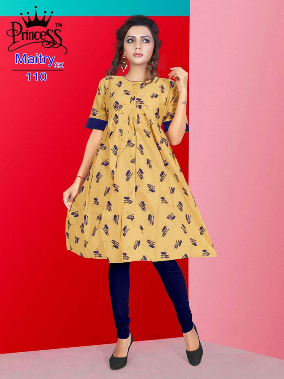 Maitry Cx By Princess 101 To 112 Series Beautiful Colorful Stylish Fancy Casual Wear & Ethnic Wear & Ready To Wear Cotton Denim Kurtis At Wholesale Price