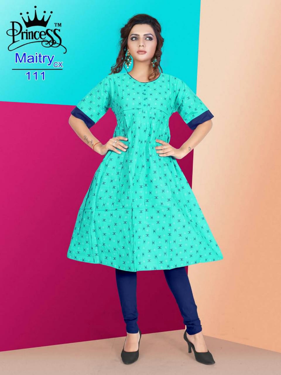 Maitry Cx By Princess 101 To 112 Series Beautiful Colorful Stylish Fancy Casual Wear & Ethnic Wear & Ready To Wear Cotton Denim Kurtis At Wholesale Price