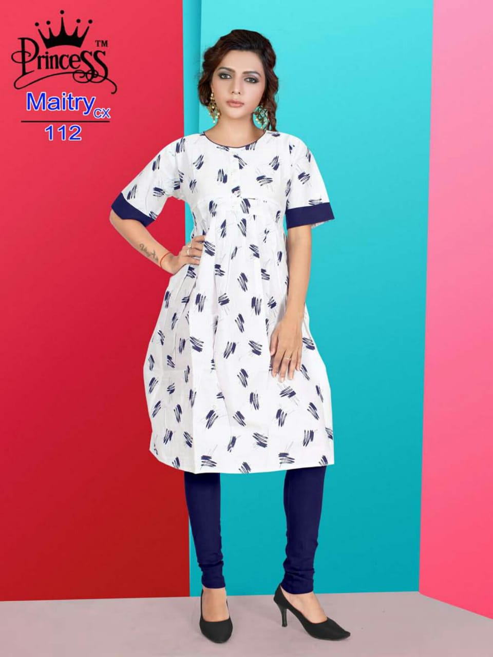 Maitry Cx By Princess 101 To 112 Series Beautiful Colorful Stylish Fancy Casual Wear & Ethnic Wear & Ready To Wear Cotton Denim Kurtis At Wholesale Price