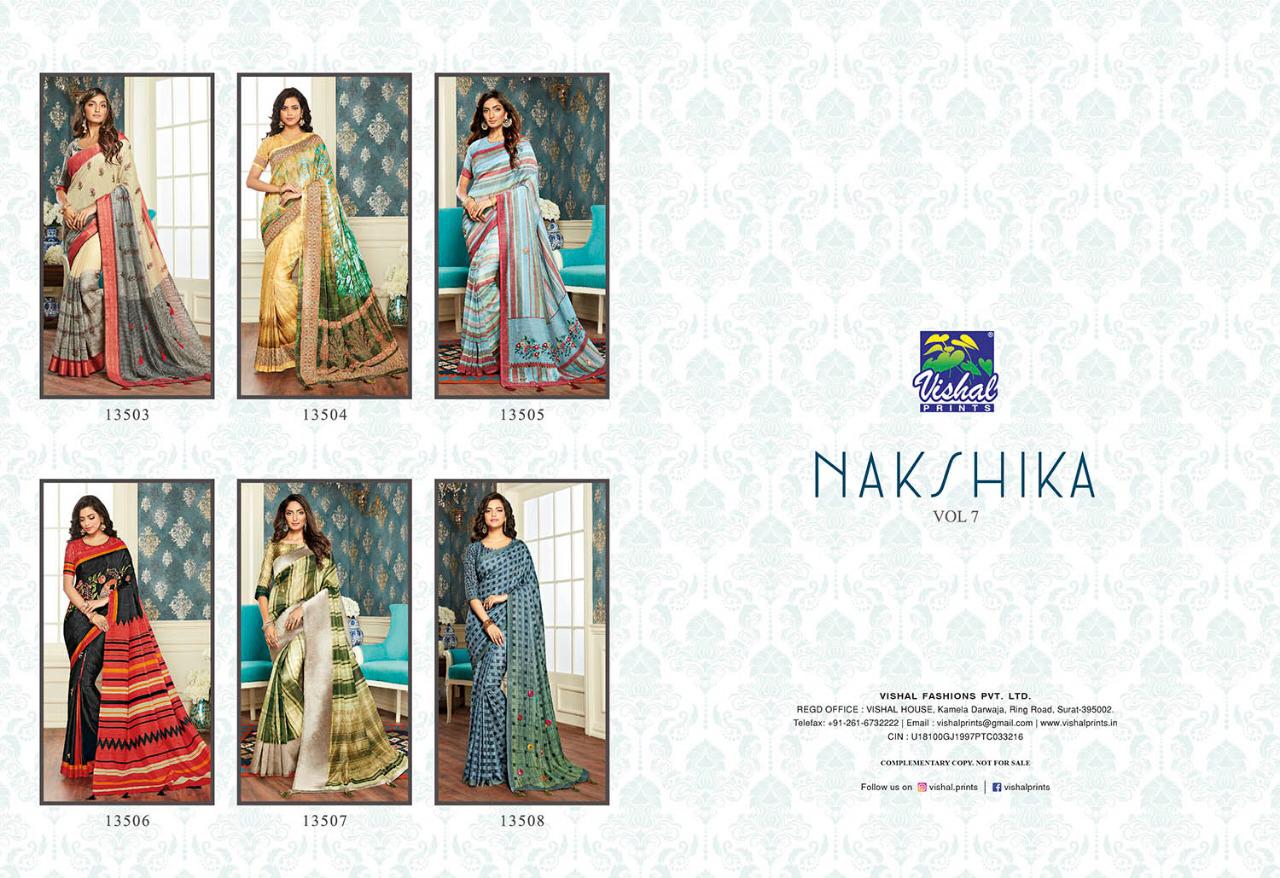 Nakshika Vol-7 By Vishal Prints 13491 To 13508 Series Indian Traditional Wear Collection Beautiful Stylish Fancy Colorful Party Wear & Occasional Wear Silk Sarees At Wholesale Price