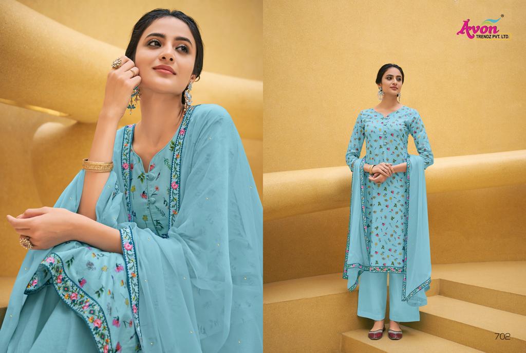 Malabar By Avon Trendz 701 To 707 Series Beautiful Suits Stylish Colorful Fancy Casual Wear & Ethnic Wear Cotton Lawn Digital With Embroidery Dresses At Wholesale Price