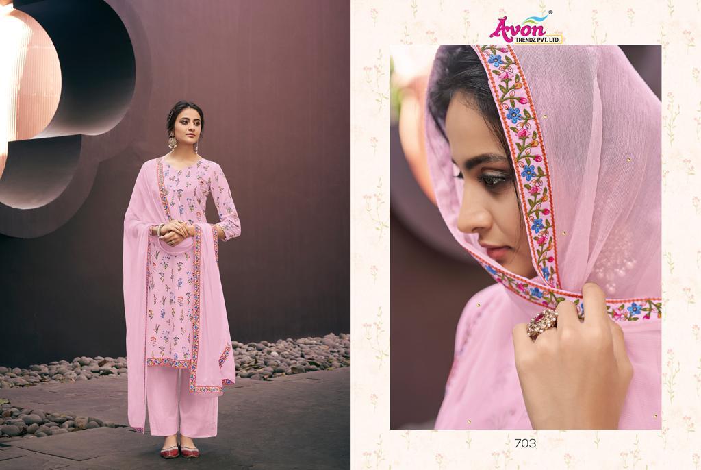 Malabar By Avon Trendz 701 To 707 Series Beautiful Suits Stylish Colorful Fancy Casual Wear & Ethnic Wear Cotton Lawn Digital With Embroidery Dresses At Wholesale Price