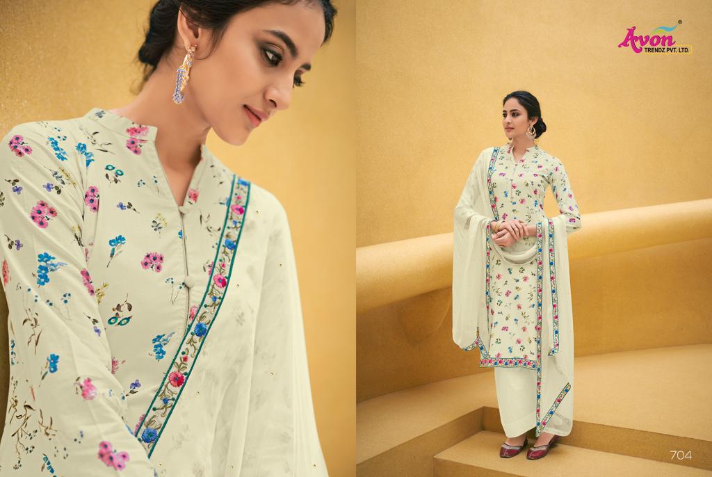 Malabar By Avon Trendz 701 To 707 Series Beautiful Suits Stylish Colorful Fancy Casual Wear & Ethnic Wear Cotton Lawn Digital With Embroidery Dresses At Wholesale Price