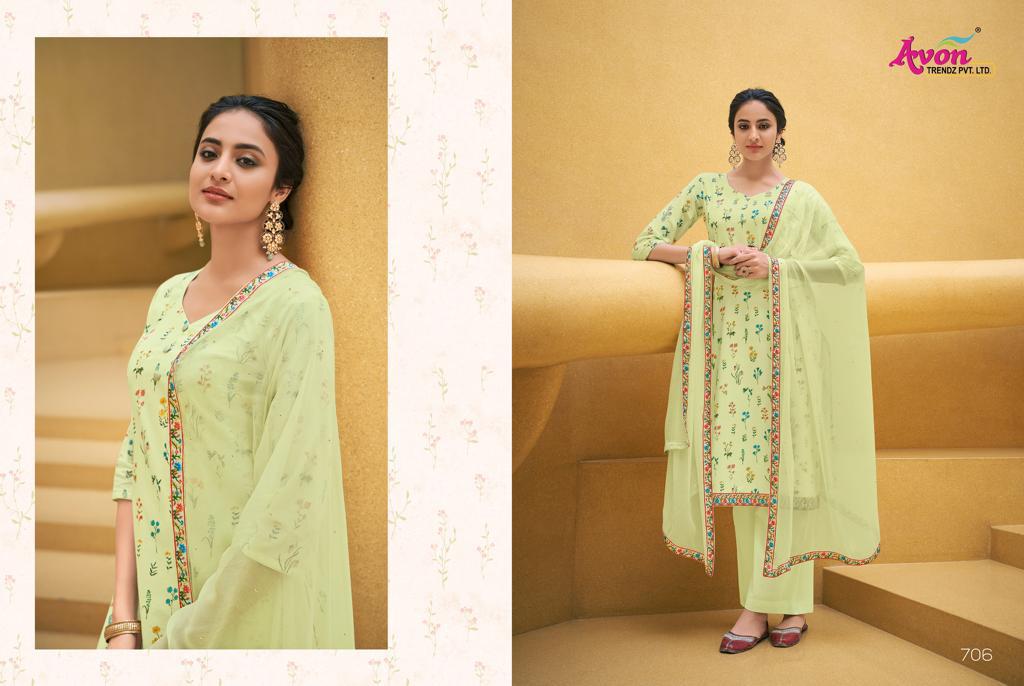 Malabar By Avon Trendz 701 To 707 Series Beautiful Suits Stylish Colorful Fancy Casual Wear & Ethnic Wear Cotton Lawn Digital With Embroidery Dresses At Wholesale Price