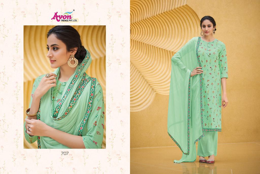 Malabar By Avon Trendz 701 To 707 Series Beautiful Suits Stylish Colorful Fancy Casual Wear & Ethnic Wear Cotton Lawn Digital With Embroidery Dresses At Wholesale Price