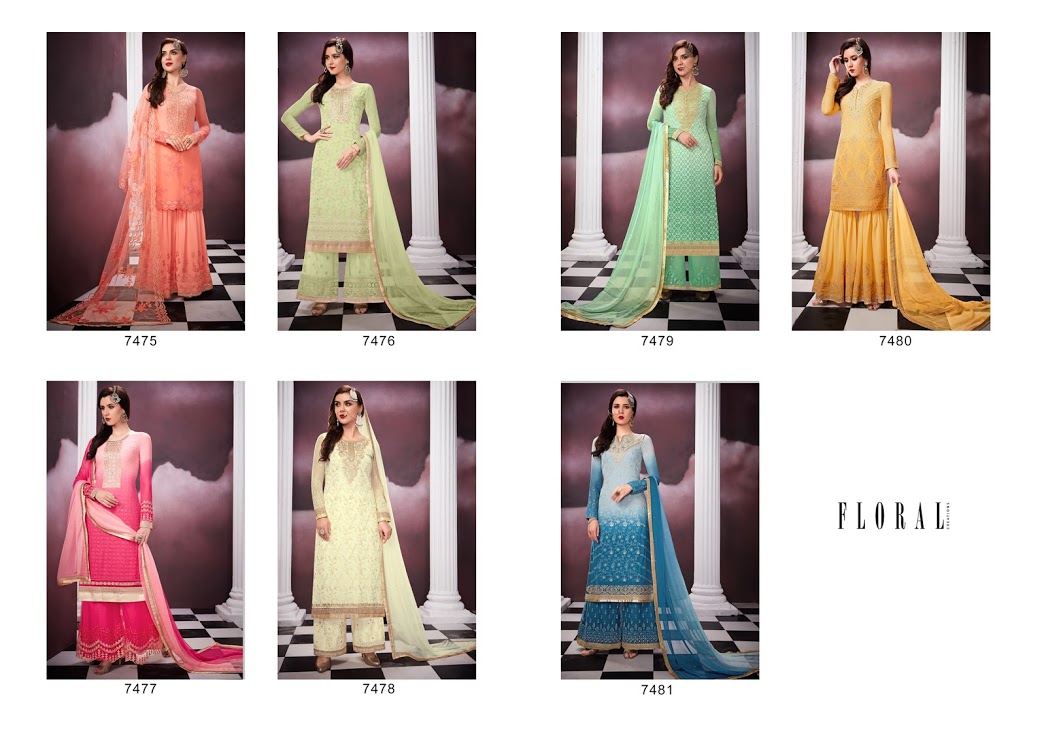 Malika Vol-2 By Jinaam Dresses 7475 To 7481 Series Beautiful Stylish Designer Printed And Embroidered Party Wear Occasional Wear Georgette Dresses At Wholesale Price