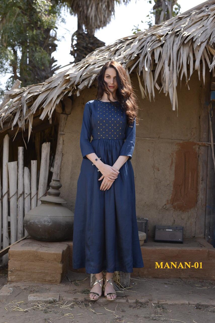 Manan Hit Design 01 By Manan Beautiful Stylish Fancy Colorful Casual Wear & Ethnic Wear & Ready To Wear Pure Soft Silk Kurtis At Wholesale Price