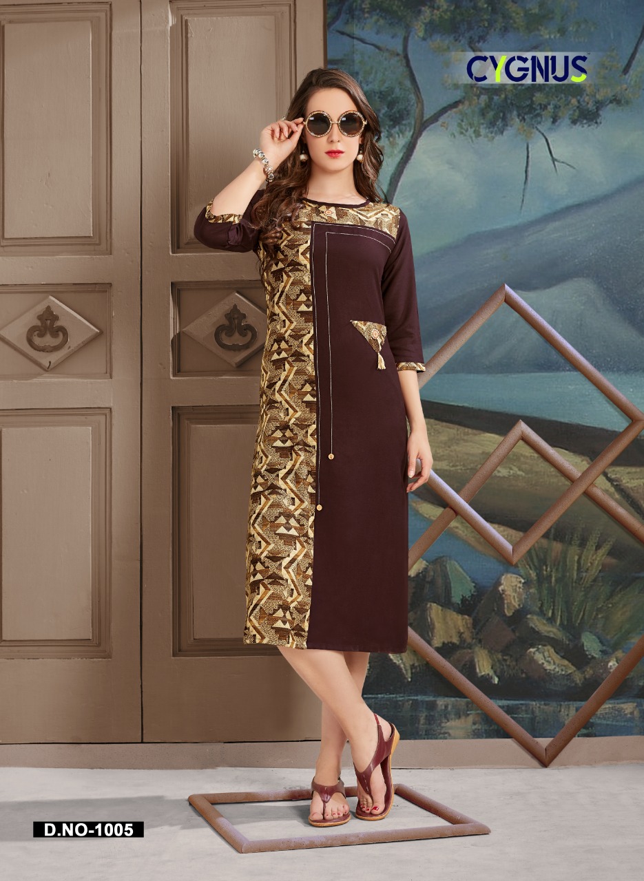 Manasa By Cygnus 1001 To 1008 Series Beautiful Colorful Stylish Fancy Casual Wear & Ethnic Wear & Ready To Wear Heavy Rayon Printed Kurtis At Wholesale Price