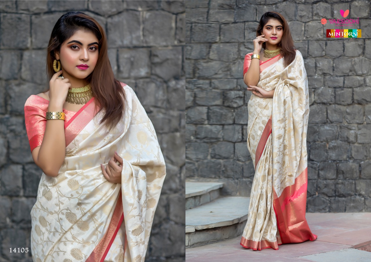 Manikarnika By Varsiddhi Mintorsi 1401 To 1408 Series Indian Traditional Wear Collection Beautiful Stylish Fancy Colorful Party Wear & Occasional Wear Soft Banarasi Silk Weave Sarees At Wholesale Price