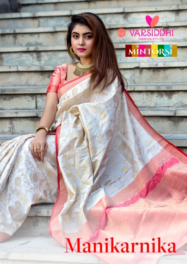 Manikarnika By Varsiddhi Mintorsi 1401 To 1408 Series Indian Traditional Wear Collection Beautiful Stylish Fancy Colorful Party Wear & Occasional Wear Soft Banarasi Silk Weave Sarees At Wholesale Price