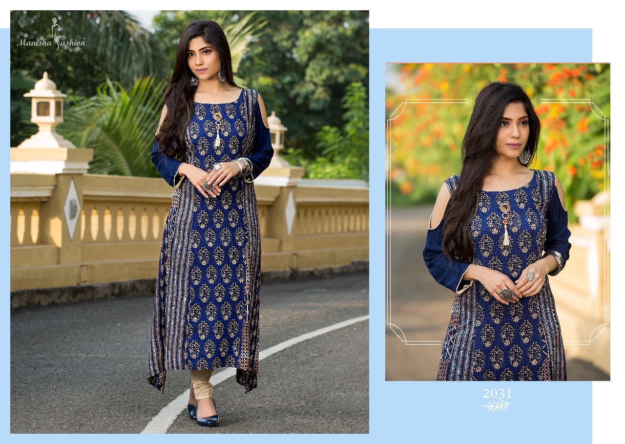 Mantra Vol-2 By Manisha Fashion 2031 To 2040 Series Beautiful Stylish Colorful Fancy Party Wear & Ethnic Wear & Ready To Wear Rayon Printed Kurtis At Wholesale Price