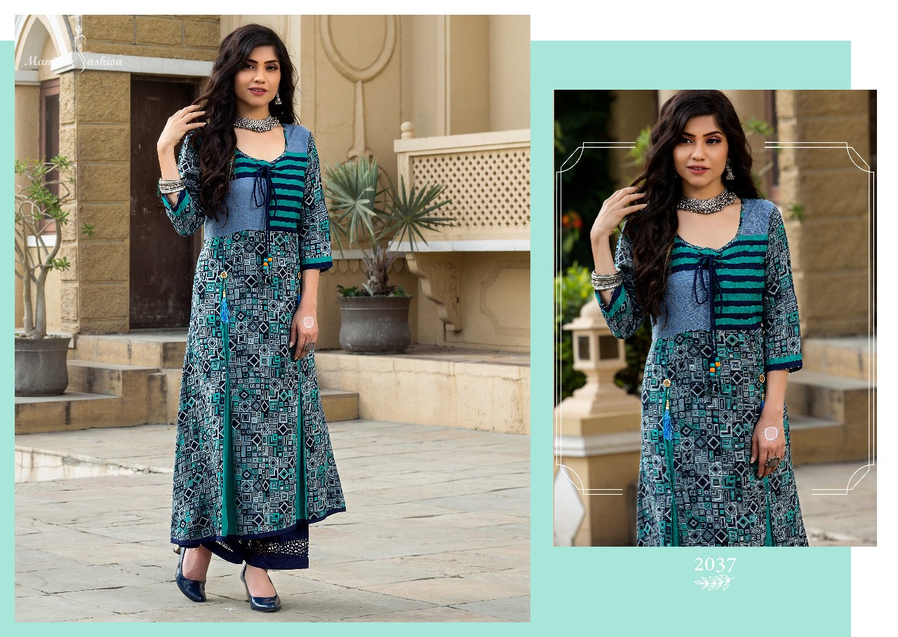 Mantra Vol-2 By Manisha Fashion 2031 To 2040 Series Beautiful Stylish Colorful Fancy Party Wear & Ethnic Wear & Ready To Wear Rayon Printed Kurtis At Wholesale Price