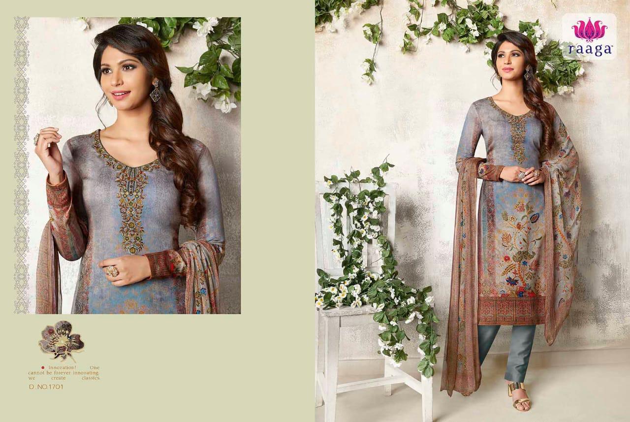 Marigold By Raaga 1701 To 1709 Series Designer Suits Beautiful Stylish Fancy Colorful Party Wear & Ethnic Wear Satin Cotton Embroidered Dresses At Wholesale Price