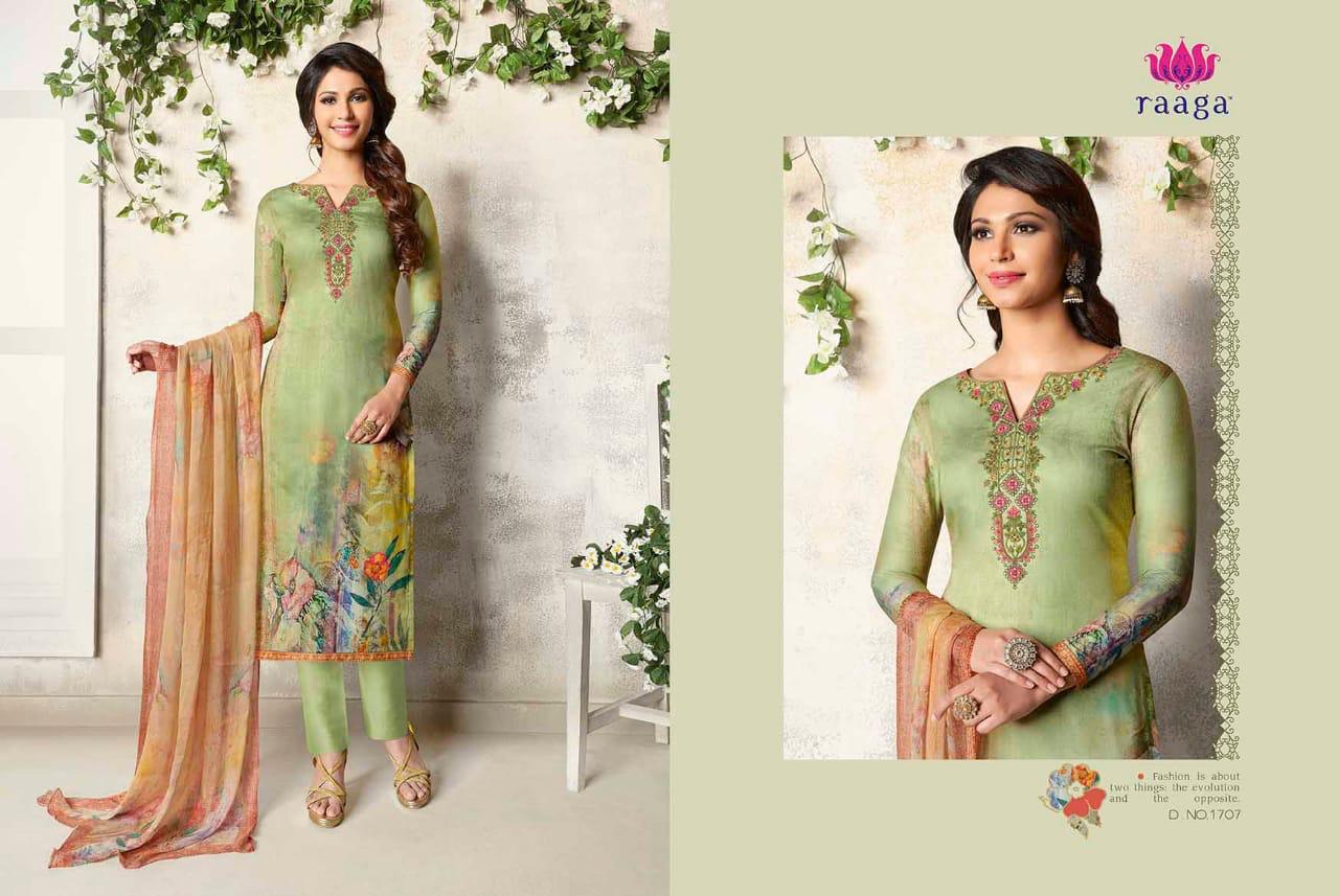 Marigold By Raaga 1701 To 1709 Series Designer Suits Beautiful Stylish Fancy Colorful Party Wear & Ethnic Wear Satin Cotton Embroidered Dresses At Wholesale Price