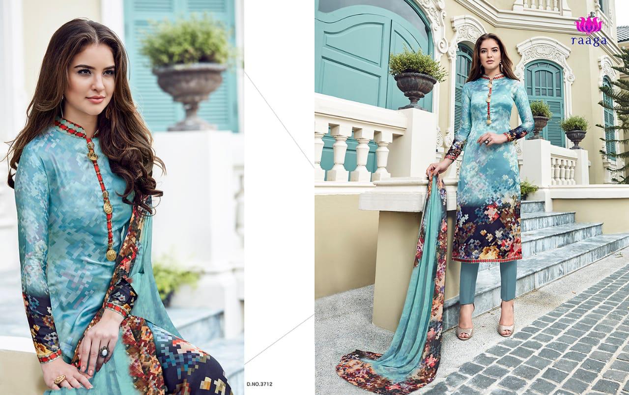 Marigold By Ragga 3701 To 3712 Series Beautiful Suits Stylish Fancy Colorful Casual Wear & Ethnic Wear Collection Georgette Satin Dresses At Wholesale Price