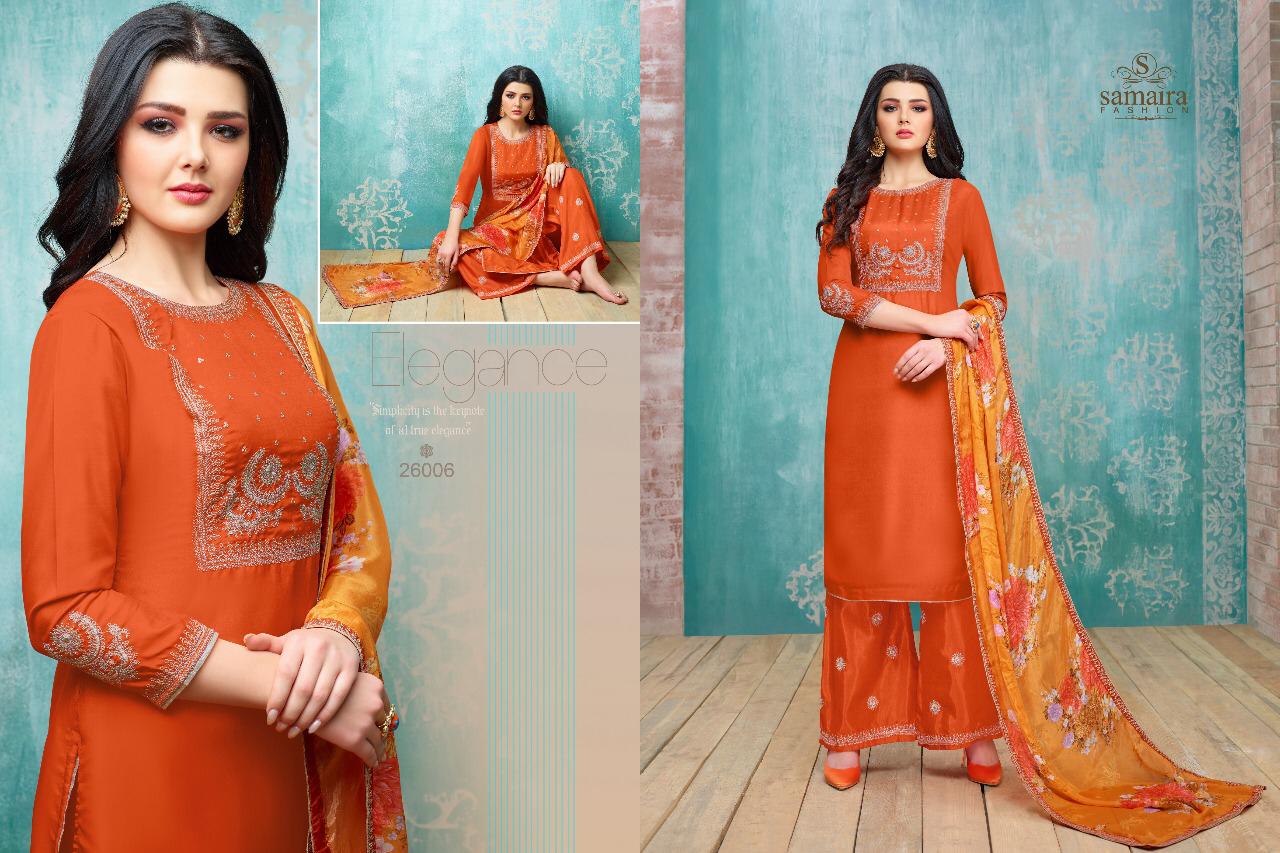 Mario By Samaira Fashion 26001 To 26006 Series Beautiful Suits Colorful Stylish Fancy Casual Wear & Ethnic Wear Upada Silk Embroidered Dresses At Wholesale Price