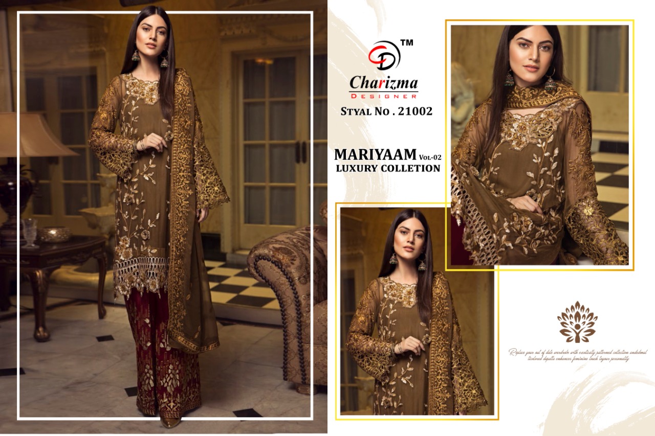Mariyaa Luxury Collection Vol-2 By Charizma Designer 21001 To 21005 Series Pakistani Suits Beautiful Fancy Colorful Stylish Party Wear & Occasional Wear Faux Georgette With Embroidery Dresses At Wholesale Price