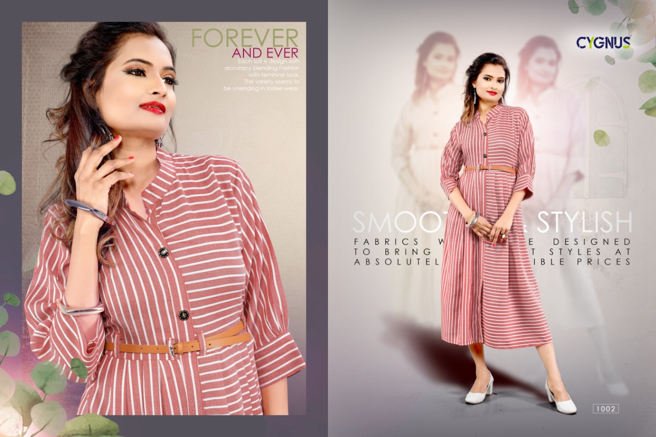 Marvel By Cygnus 1001 To 1004 Series Beautiful Stylish Fancy Colorful Casual Wear & Ethnic Wear & Ready To Wear Rayon Dyed Kurtis With Belt At Wholesale Price
