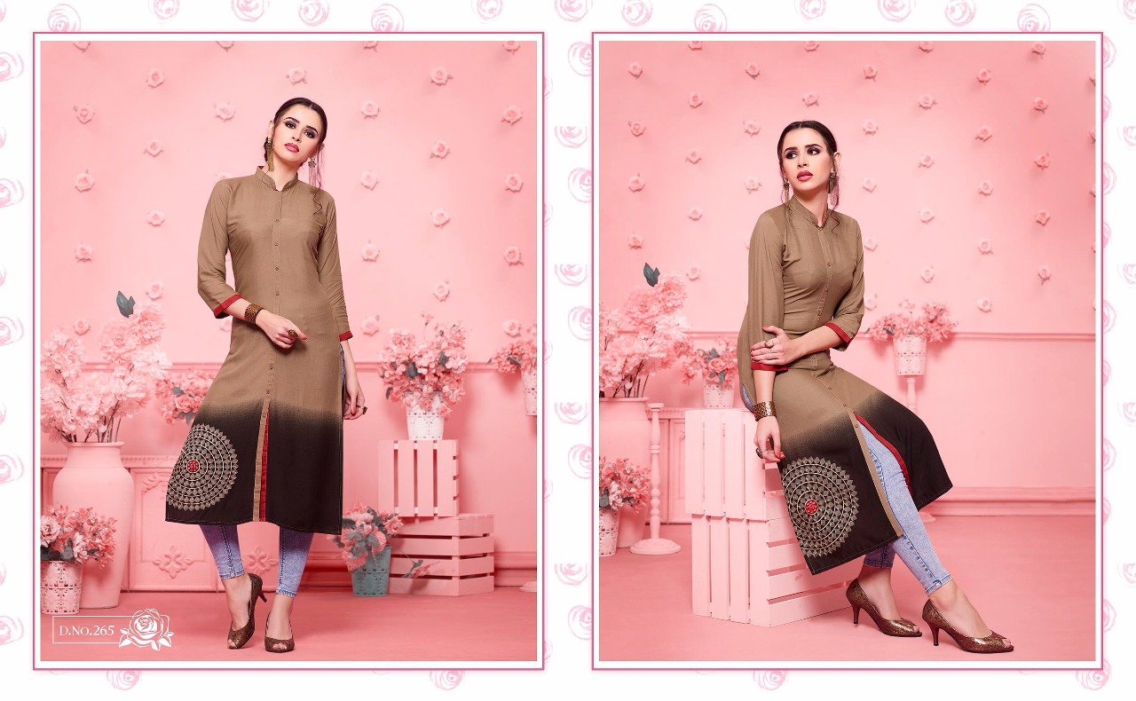 Maryam By Kajree Fashion 261 To 270 Series Designer Beautiful Stylish Fancy Colorful Party Wear & Ethnic Wear & Ready To Wear Rayon Printed Kurtis At Wholesale Price