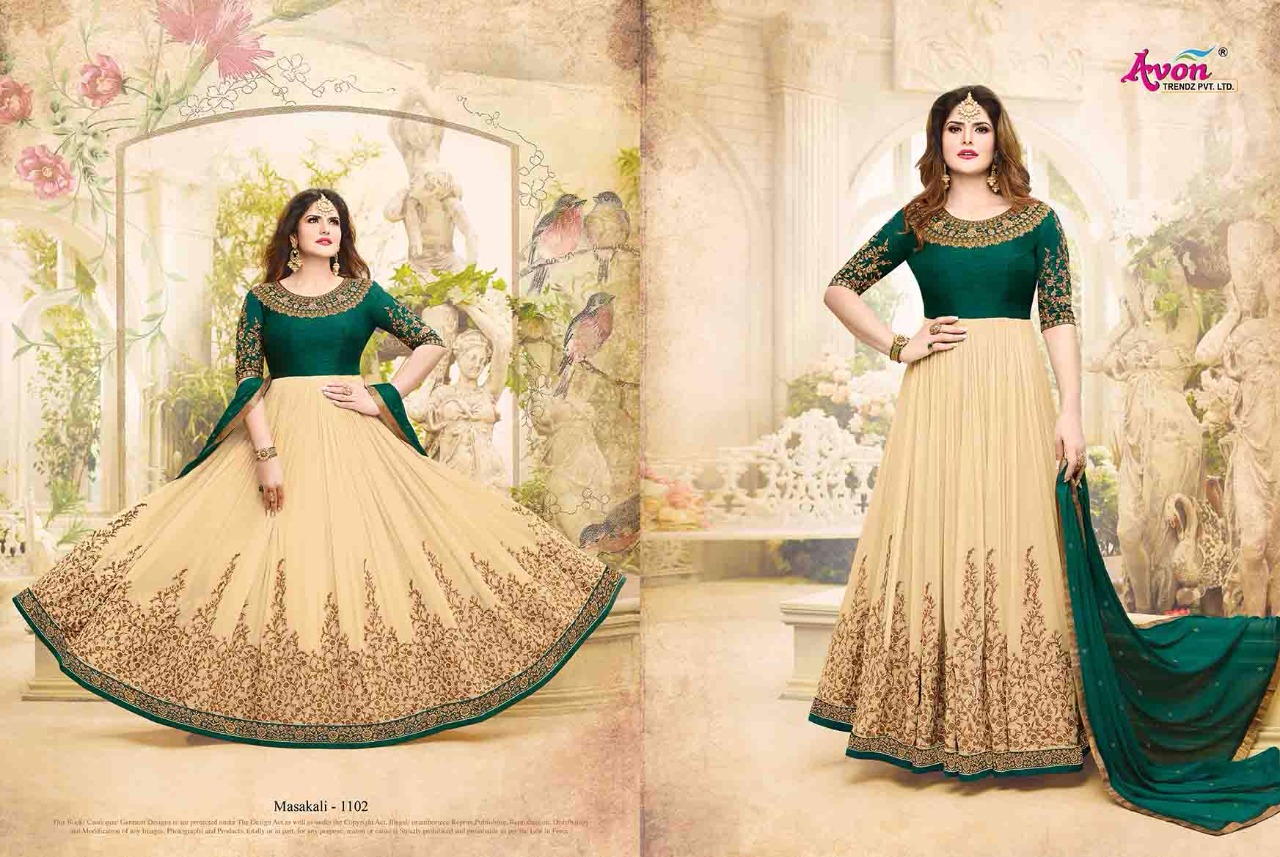 MASAKALI BY AVON TRENDZ 1101 TO 1105 DESIGNER ANARKALI SUITS WEDDING COLLECTION BEAUTIFUL STYLISH FANCY COLORFUL