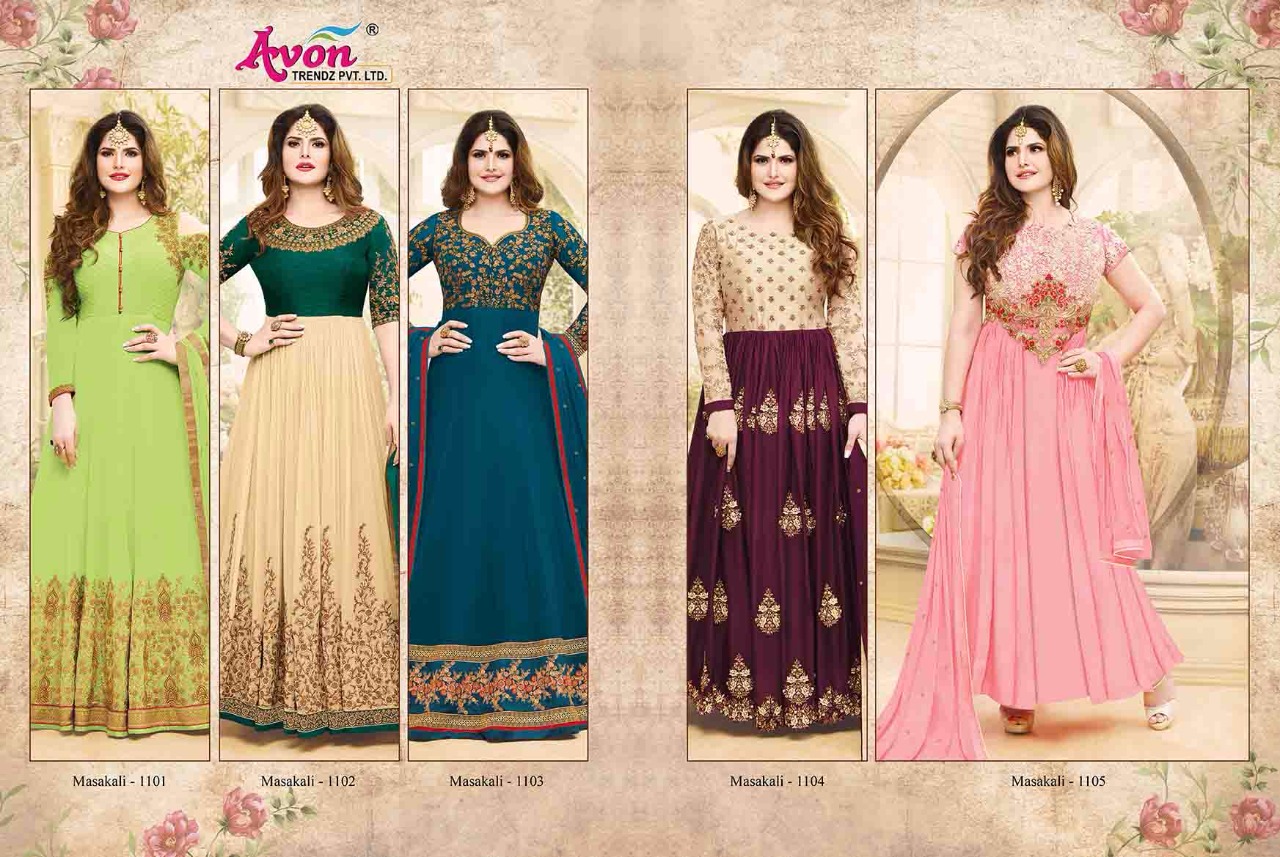 Masakali By  Avon Trendz 1101 To 1105 Designer Anarkali Suits Wedding Collection Beautiful Stylish Fancy Colorful Party Wear & Occasional Wear Georgette With Embroidery Dresses At Wholesale Price