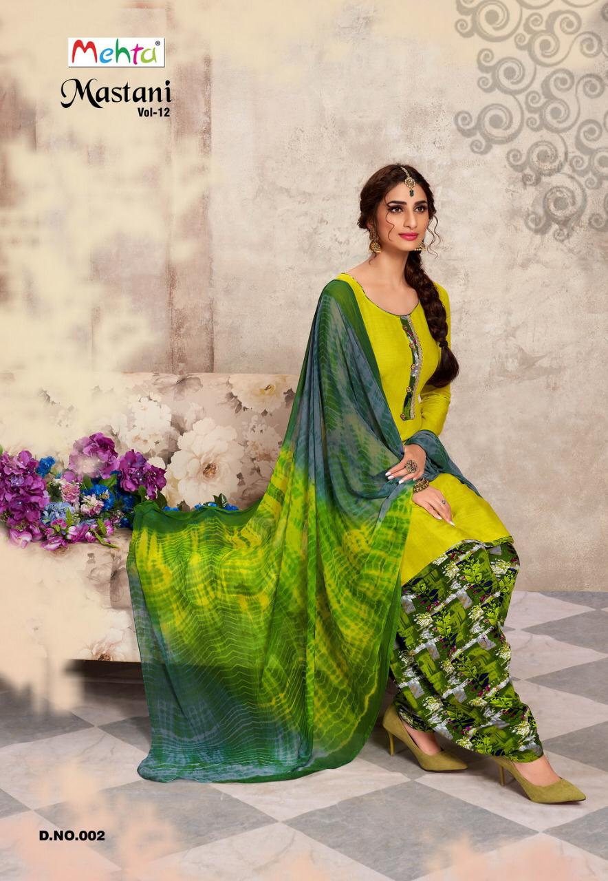 Mastani Vol-12 By Mehta 001 To 008 Series Designer Patiyala Suits Collection Beautiful Stylish Fancy Colorful Party Wear & Ethnic Wear Cotton Slub Printed Dresses At Wholesale Price