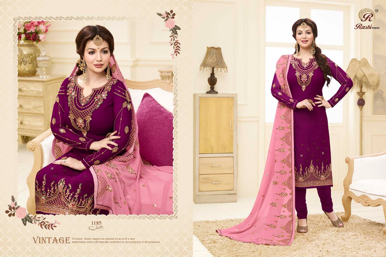 Mastani Vol-2 By Rashi Prints 1181 To 1186 Series Beautiful Stylish Designer Printed And Embroidered Party Wear Occasional Wear Georgette Satin  Embroidery Dresses At Wholesale Price