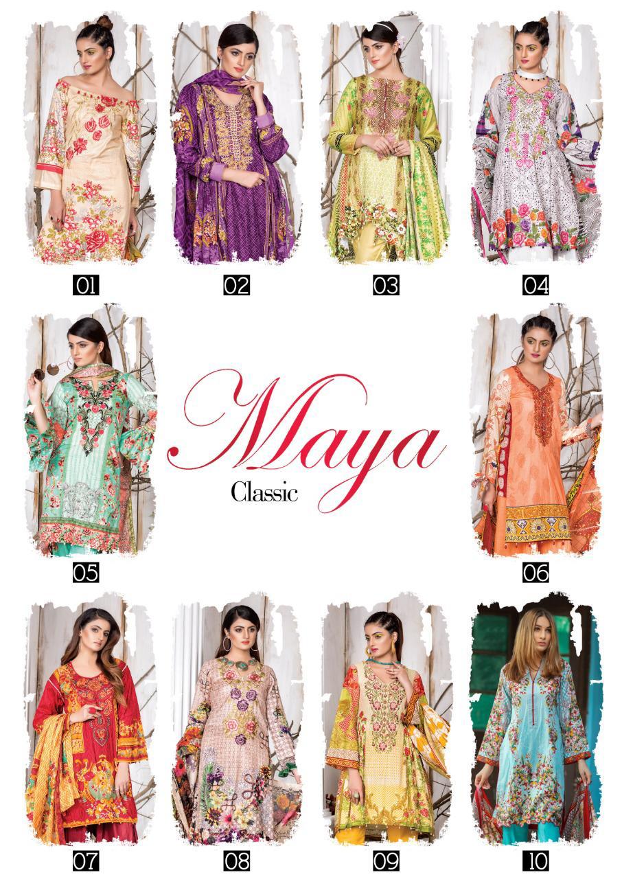 Maya Classic By Noor Textile 01 To 10 Designer Festive Pakistani Suits Collection Beautiful Stylish Fancy Colorful Party Wear & Occasional Wear  Cotton Printed Dresses At Wholesale Price