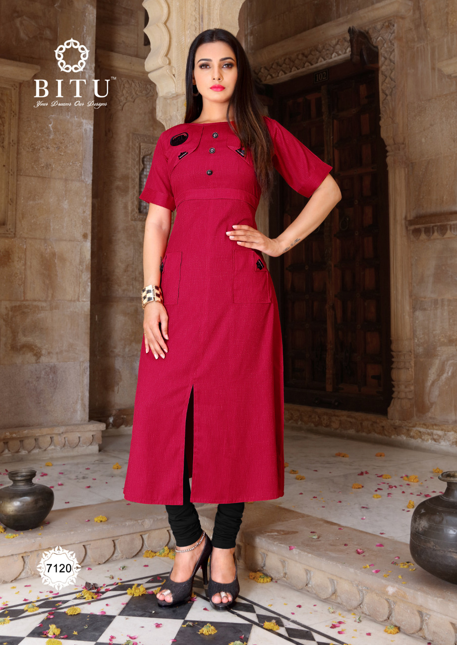 Maytri By Bitu 7115 To 7122 Series Beautiful Stylish Fancy Colorful Casual Wear & Ethnic Wear & Ready To Wear Soft Cotton Kurtis At Wholesale Price