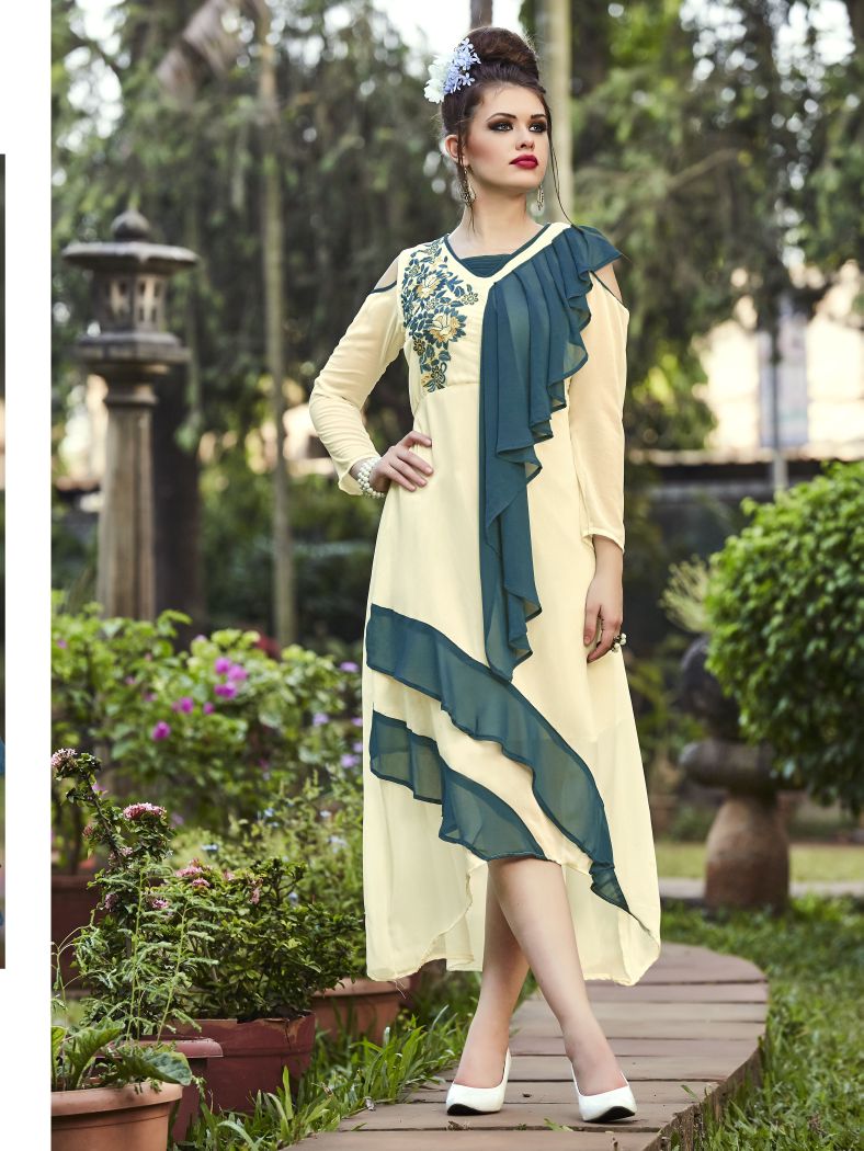 Meem Vol-6 By The Designer 6001 To 6006 Series Designer Beautiful Stylish Fancy Colorful Party Wear & Ethnic Wear Collection Georgette Embroidered Kurtis At Wholesale Price