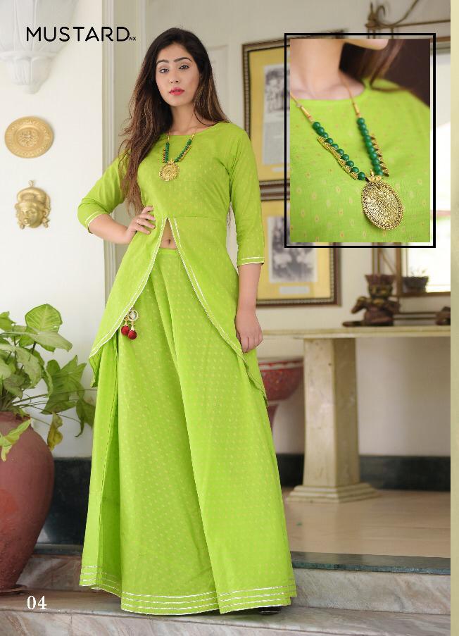 Meenakari By Mustard 01 To 04 Series Stylish Fancy Colorful Collection Casual Wear & Ethnic Wear Pure Cotton Meenakari Butti Kurtis With Bottom At Wholesale Price