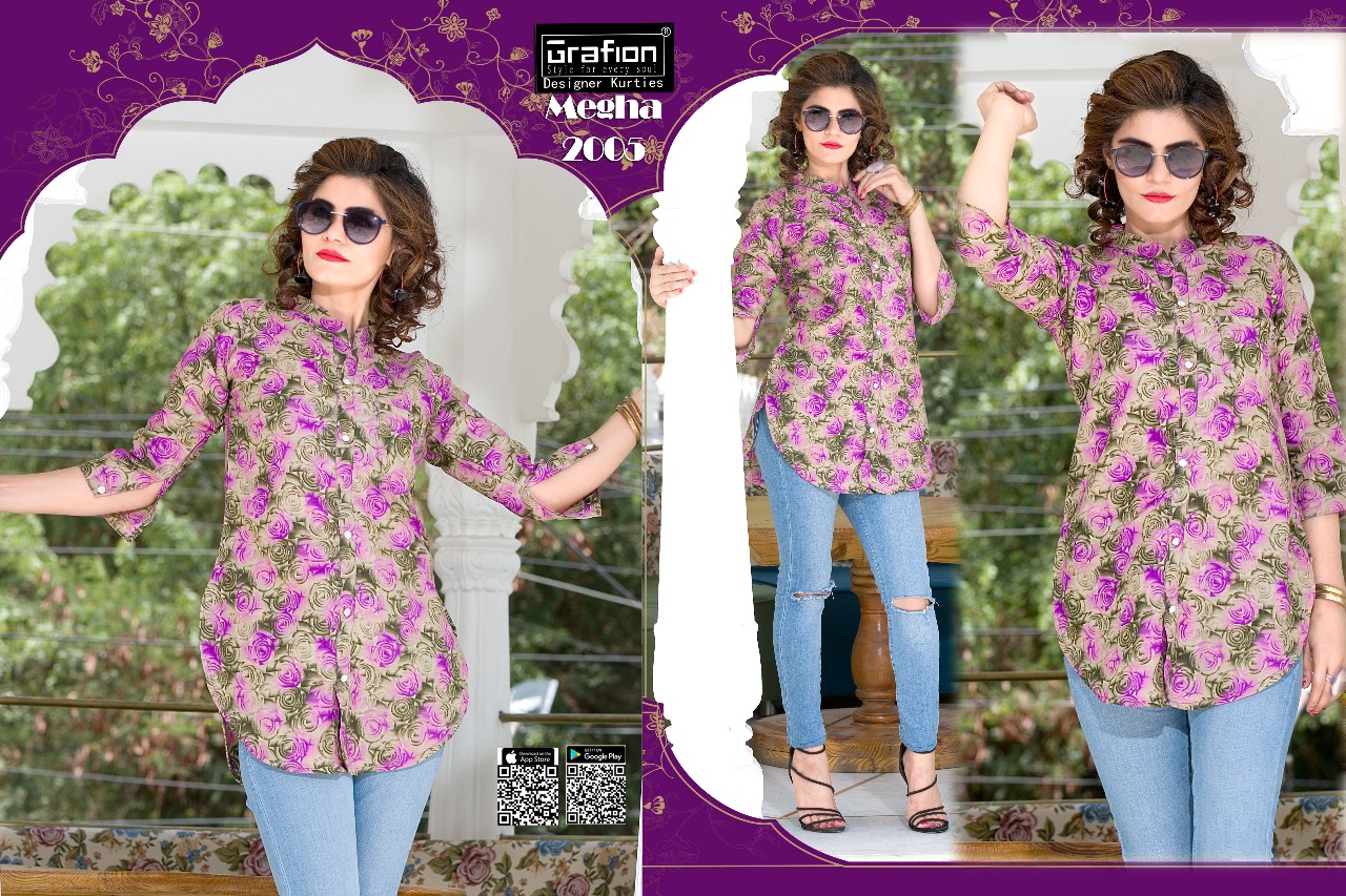 Megha By Grafion Kurtis 2001 To 2012 Series Beautiful Stylish Fancy Colorful Casual Wear & Ready To Wear & Ethnic Wear Cotton Kurtis At Wholesale Price